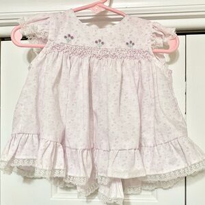 Vintage Floral Ruffly Baby Dress - Lavender Purple - 6/9 Months